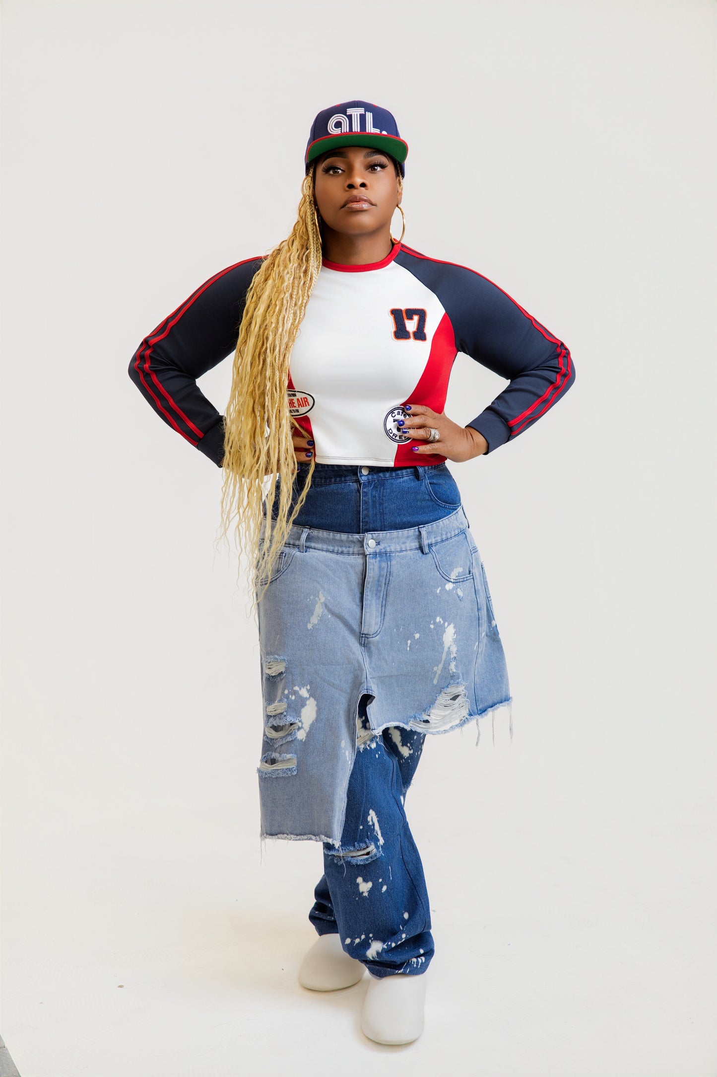 Double-Layer Destroyed Denim Pants