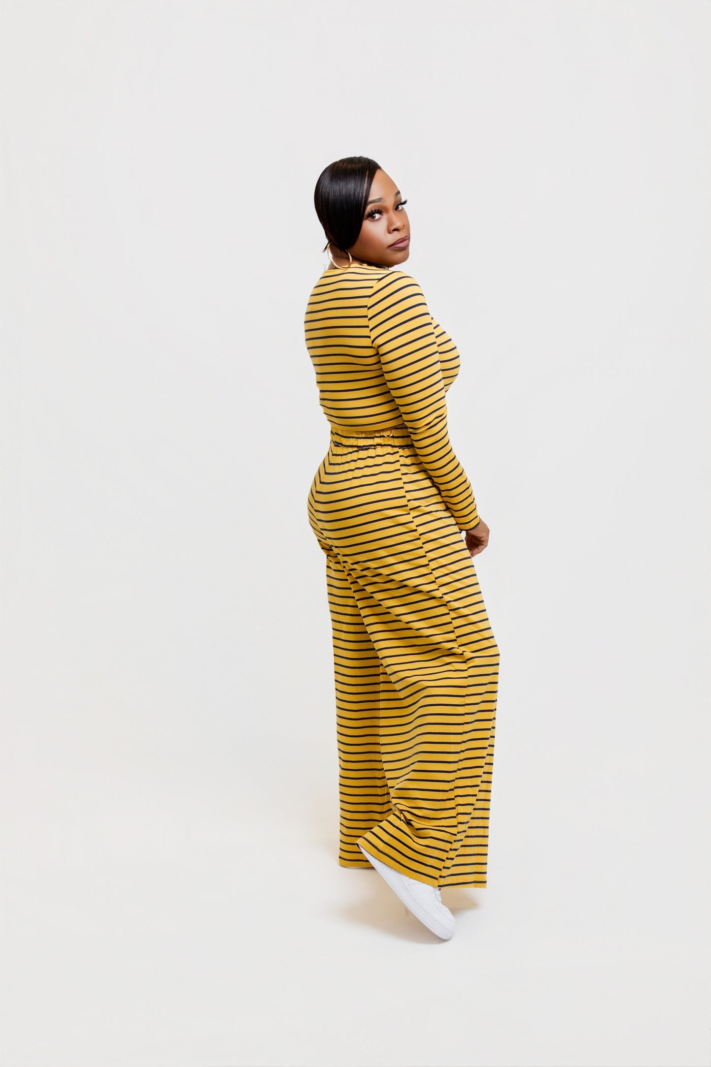 Cropped Stripe Knit Set