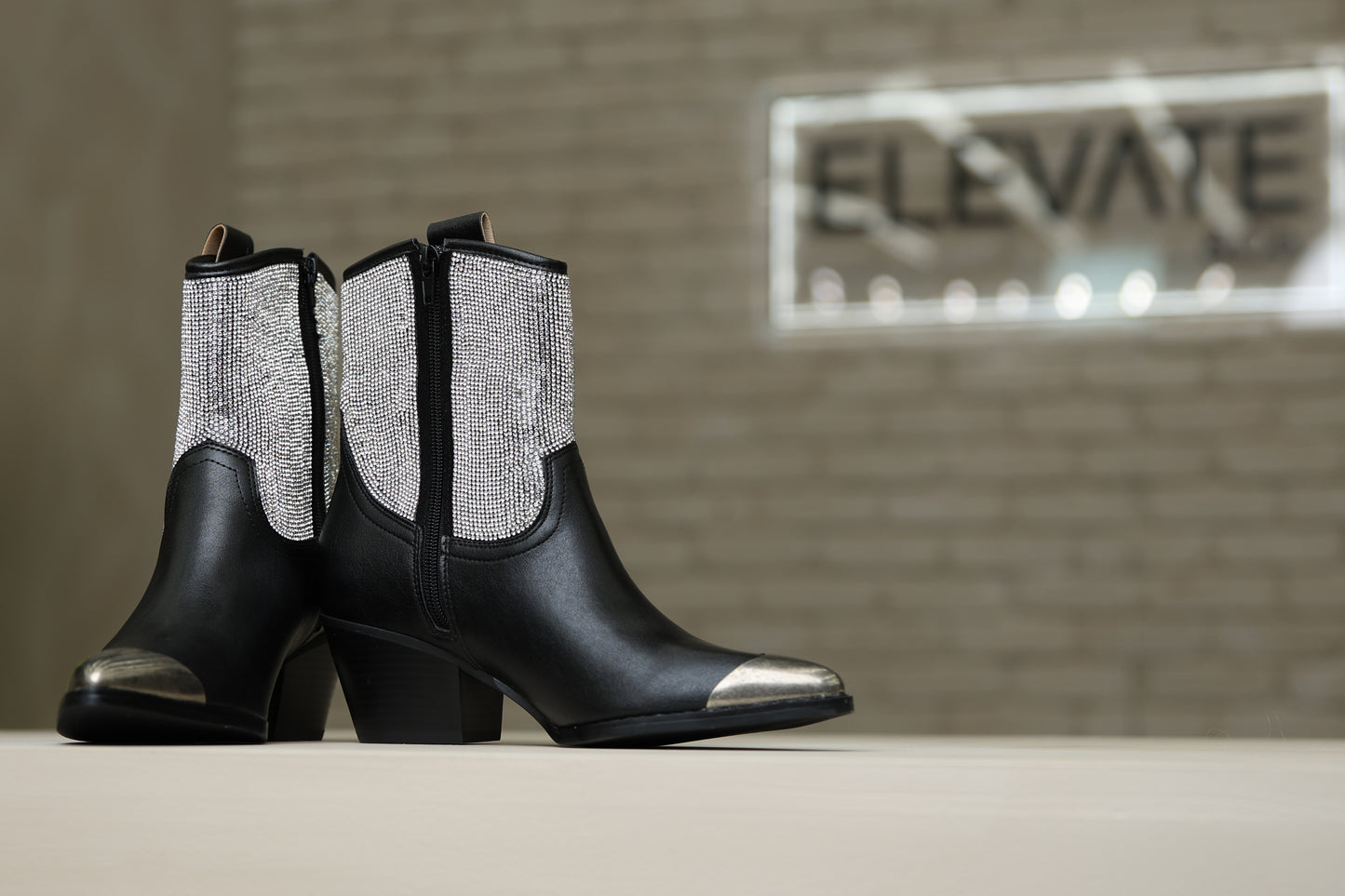 Black Rhinestone Cowboy Boot