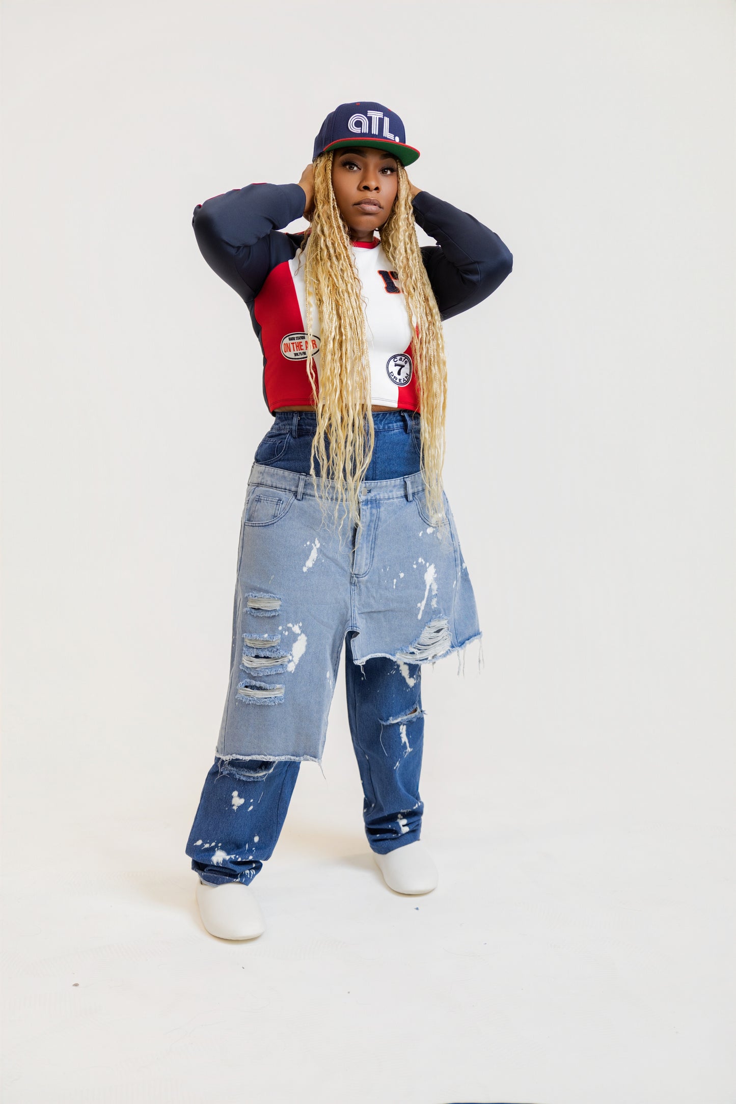 Double-Layer Destroyed Denim Pants
