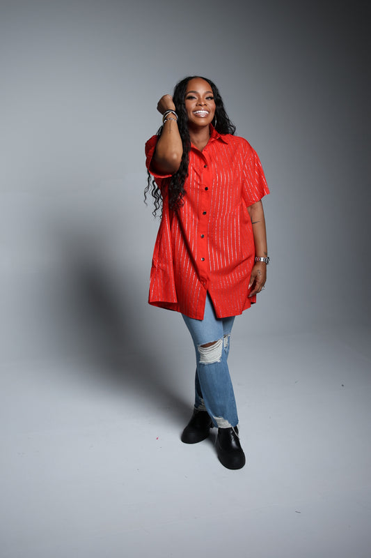 Sparkle Stripe Shirt/Dress (Plus Size)