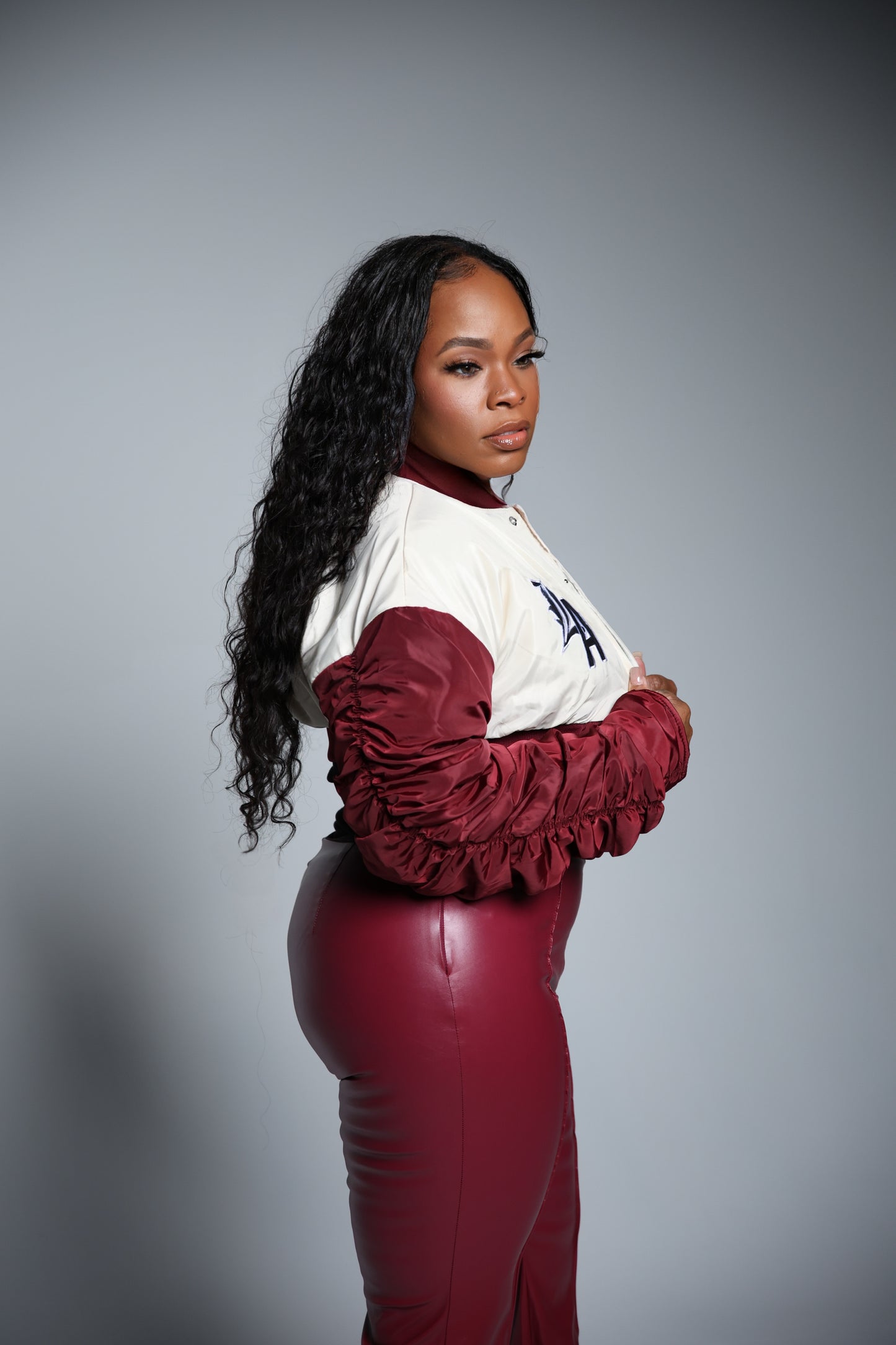 Burgundy Flare Faux Leather Pant