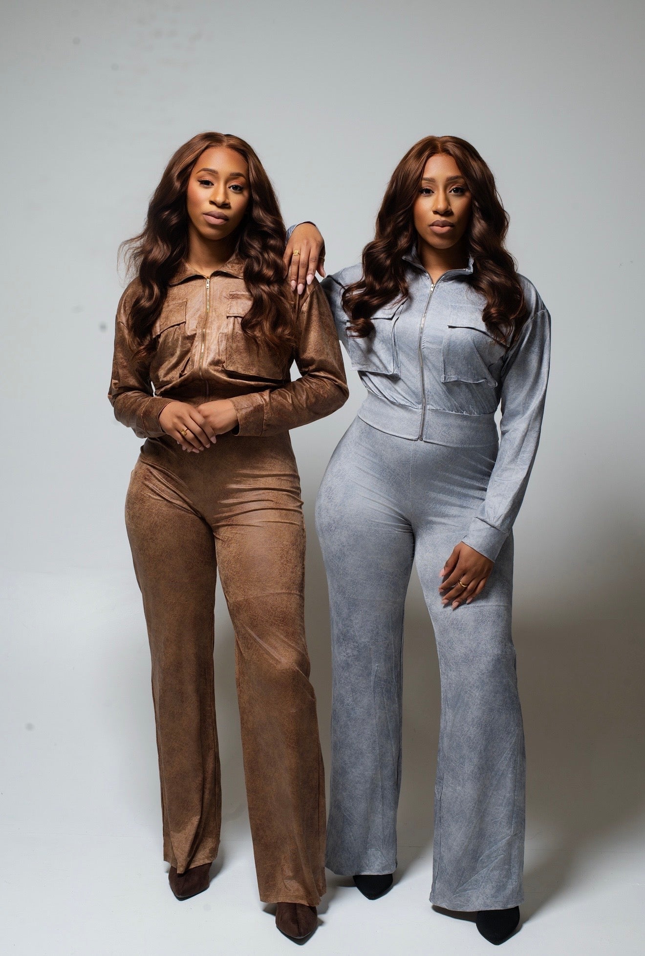 Distressed Leather Look Set (Brown)