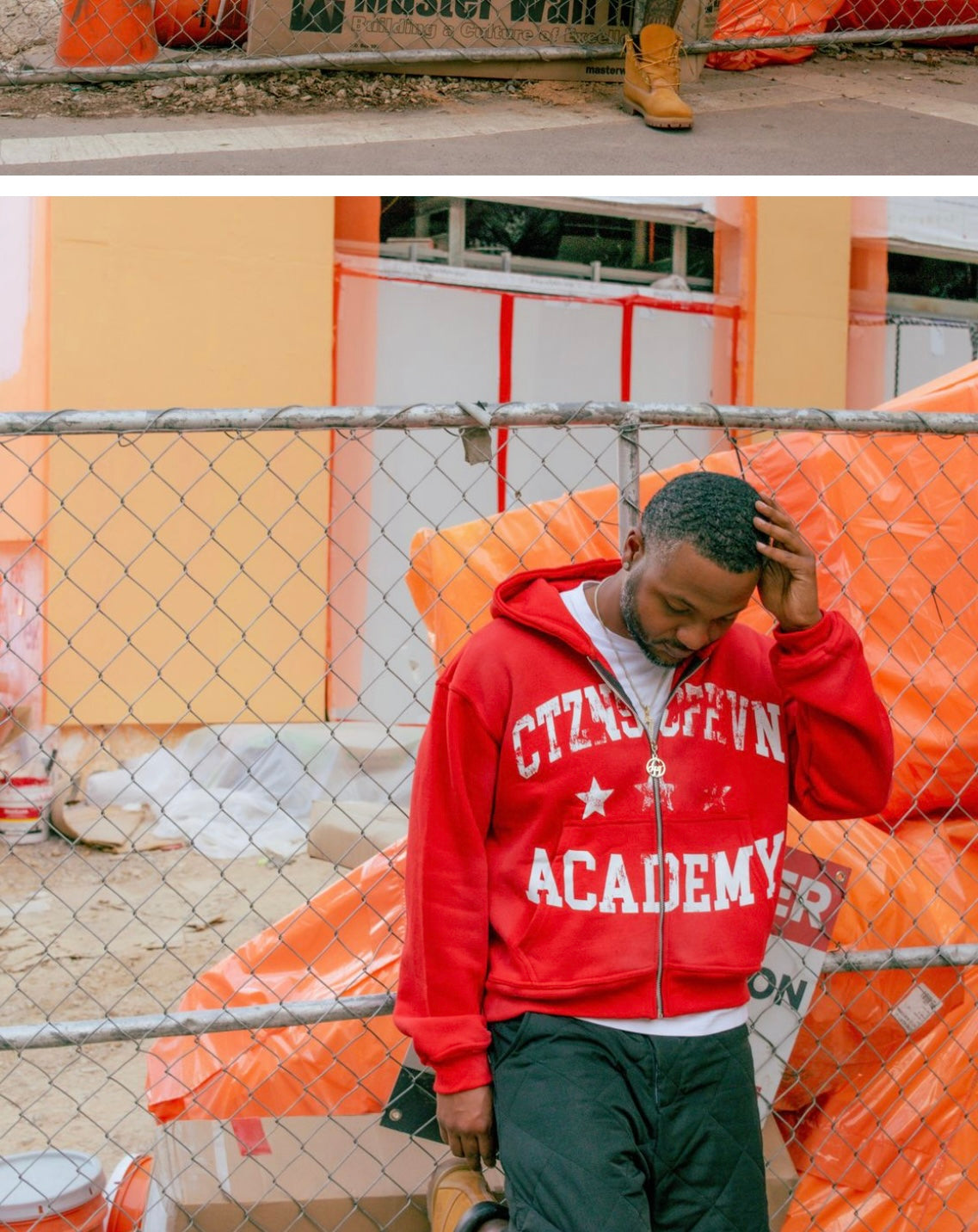 Academy Sun Faded Zip-Up Hoodie- (Red)