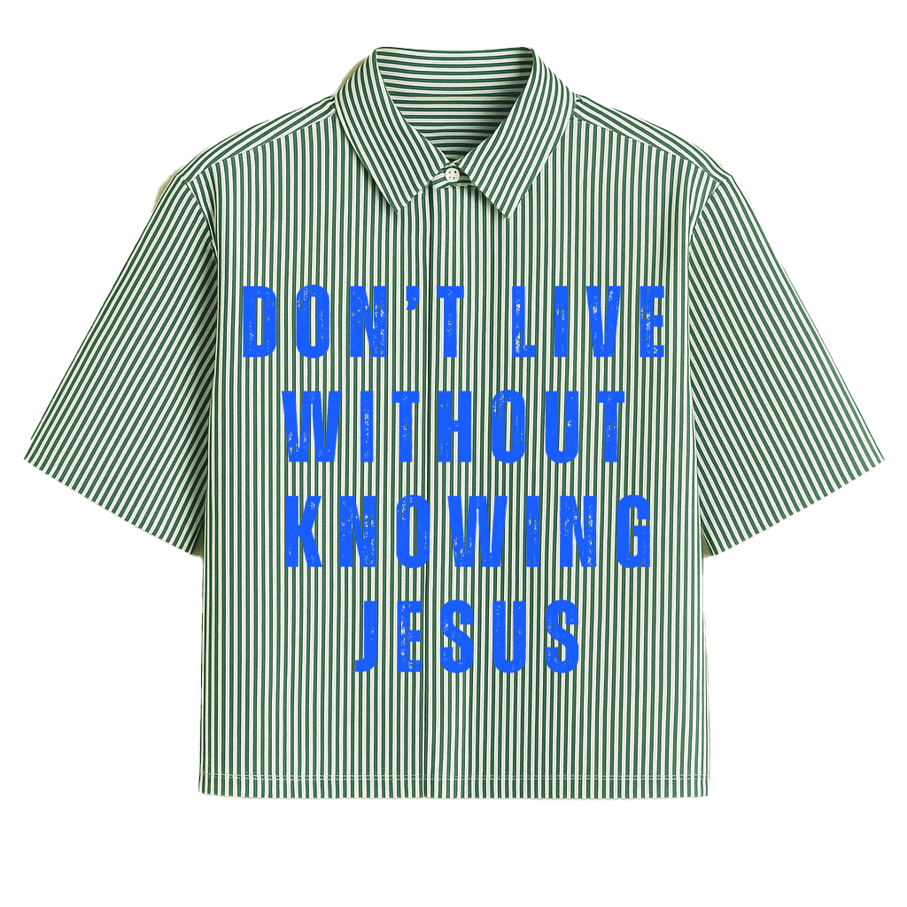 Know Jesus Oversized Stripe Poplin (Blue-Green)