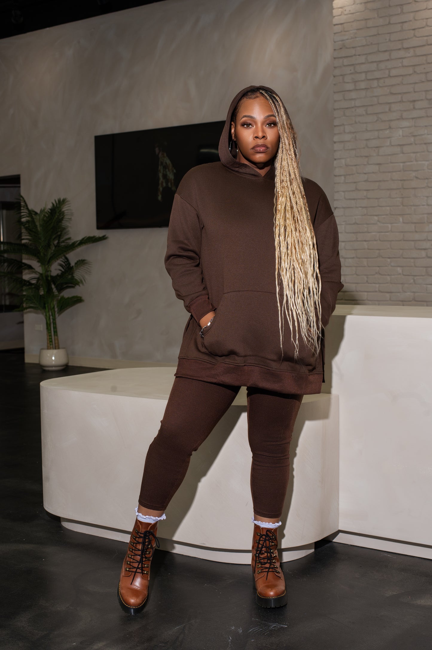 Hoodie And Ribbed Leggings (SMALL-2XL)
