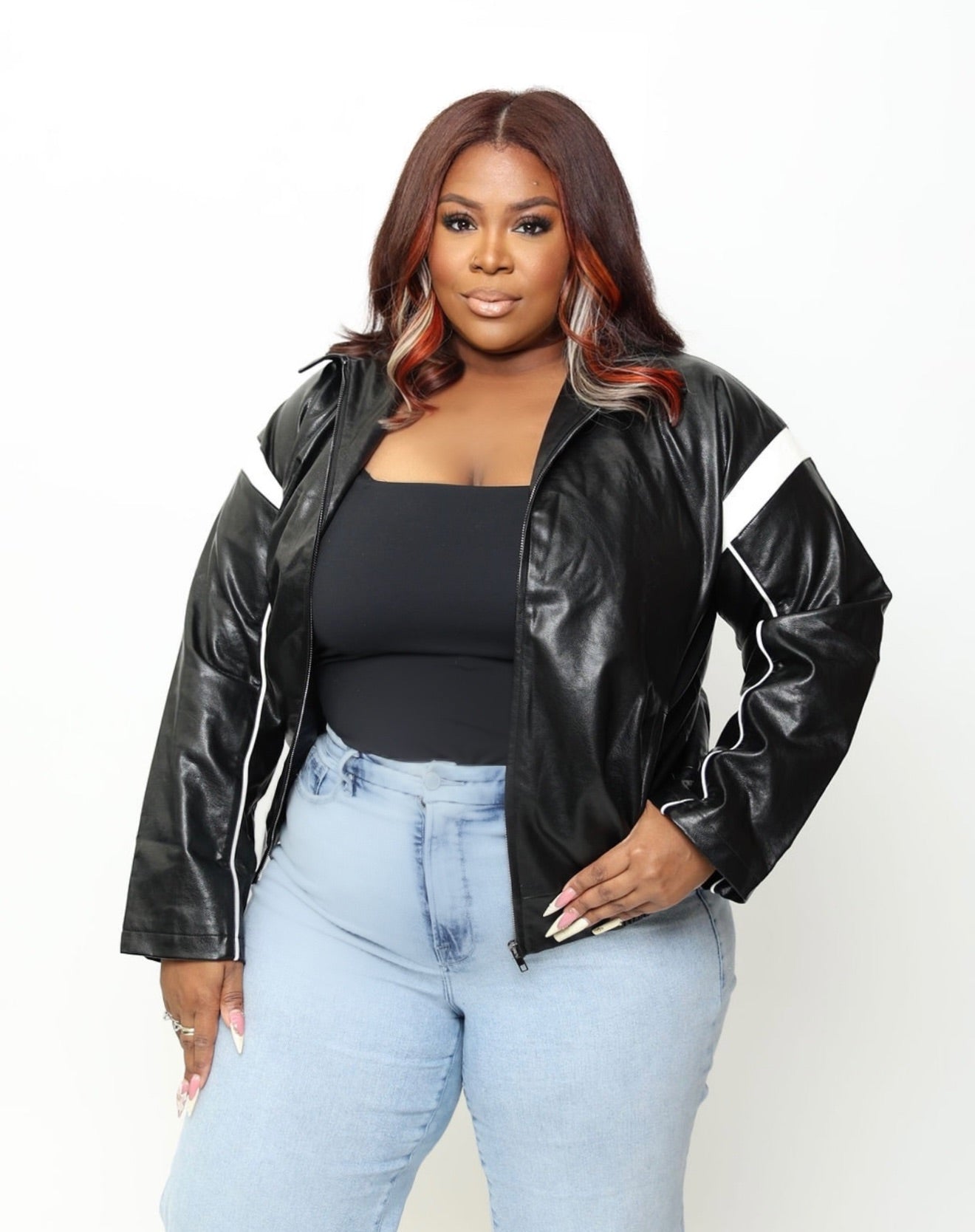 Oversized Pleather Bomber Jacket