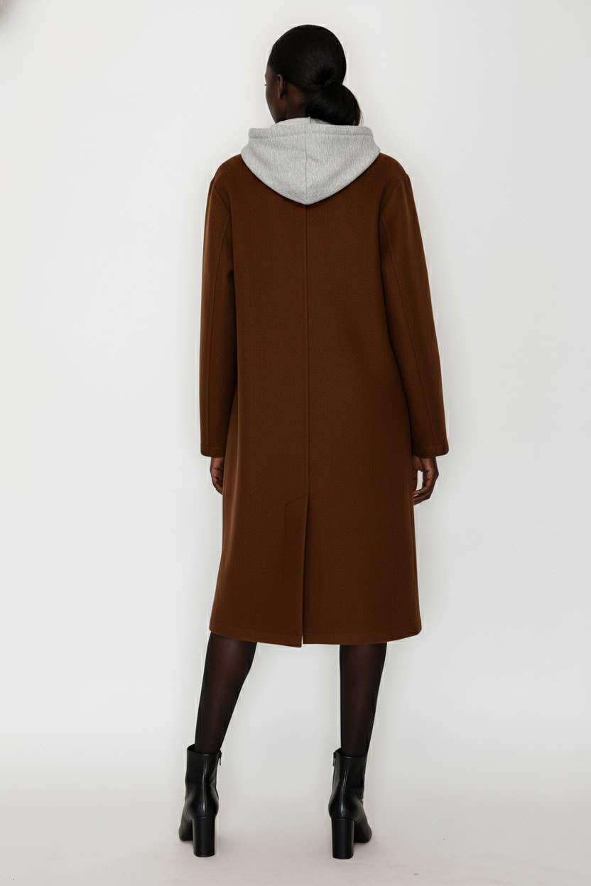 CONTRASTING HOODIE COAT