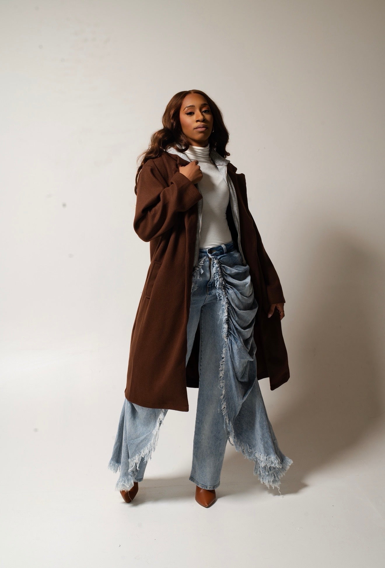 CONTRASTING HOODIE COAT