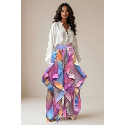 Oversized Wide Leg Ruffle Jogger Pants (Starburst Colors)