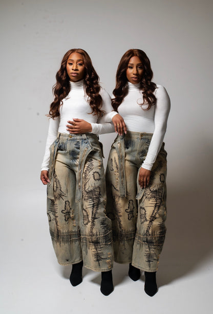 Graffiti Embroidered Jeans