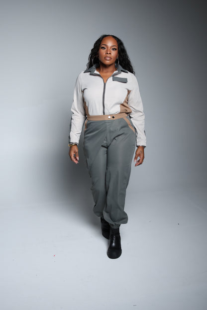 Colorblock two piece jogger set