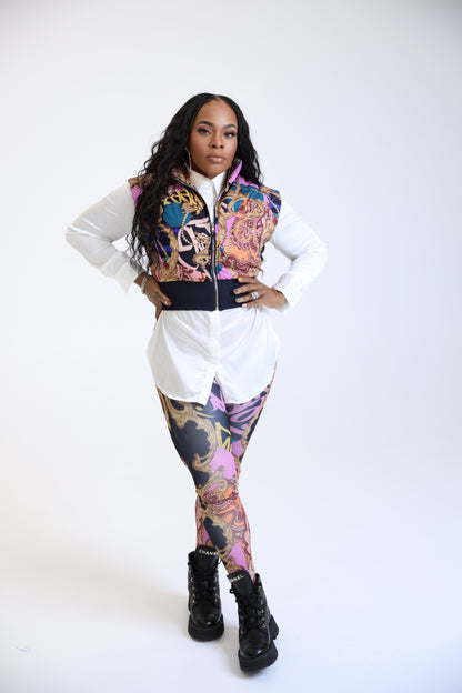 Cropped Puffer Vest Set