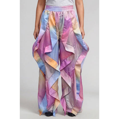 Oversized Wide Leg Ruffle Jogger Pants (Starburst Colors)