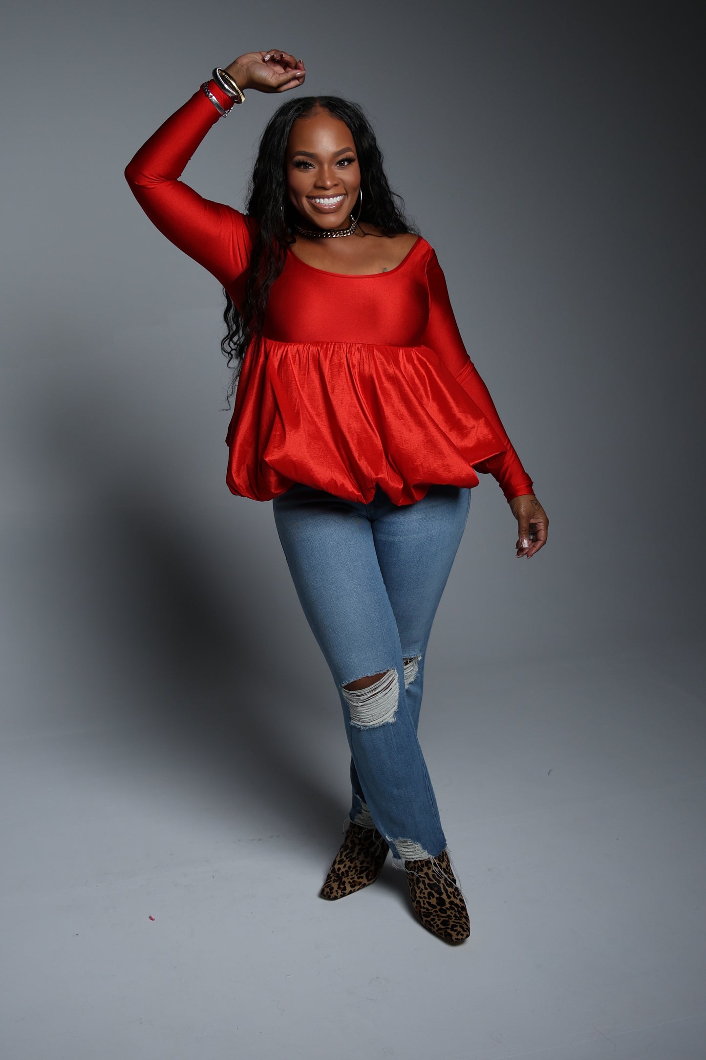 Festive Peplum Babydoll Top