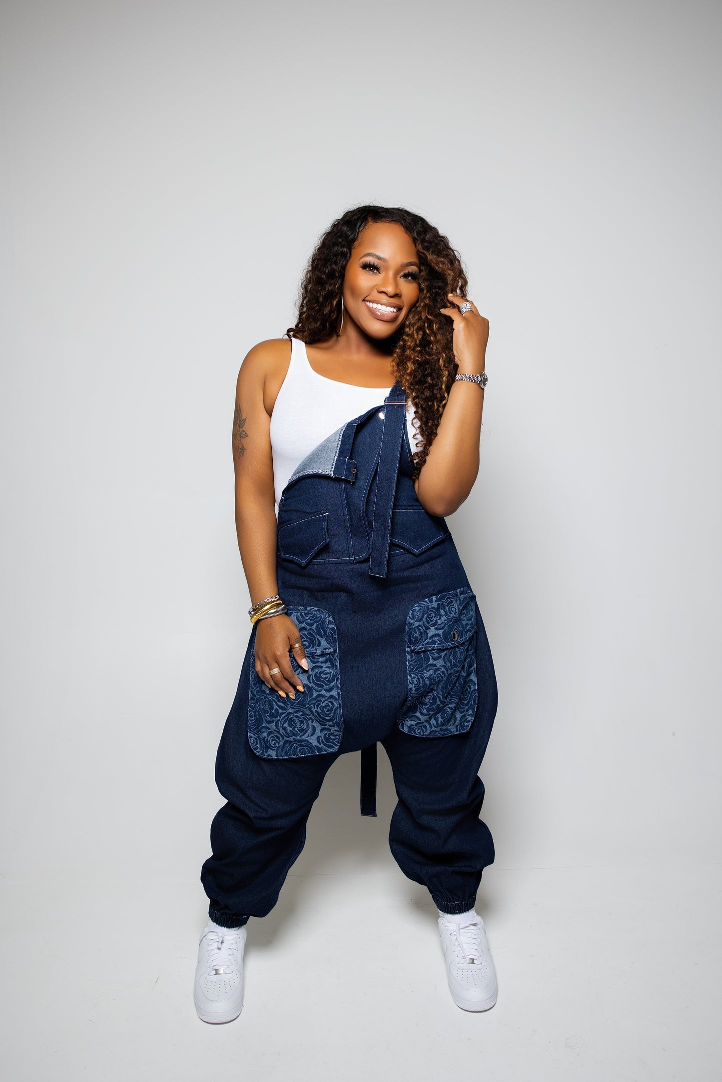 Denim Utility Overalls Jumpsuit