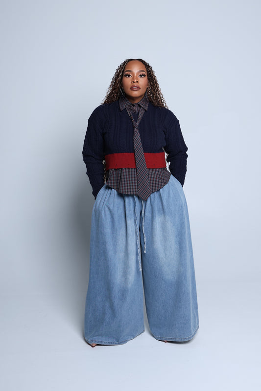 COLLEGIATE LAYERED SWEATER (ONE SIZE: S-XL)