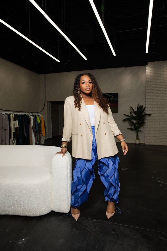 VIRAL Ruffle Drawstring Pant (The Fitted One in Blue or Green)
