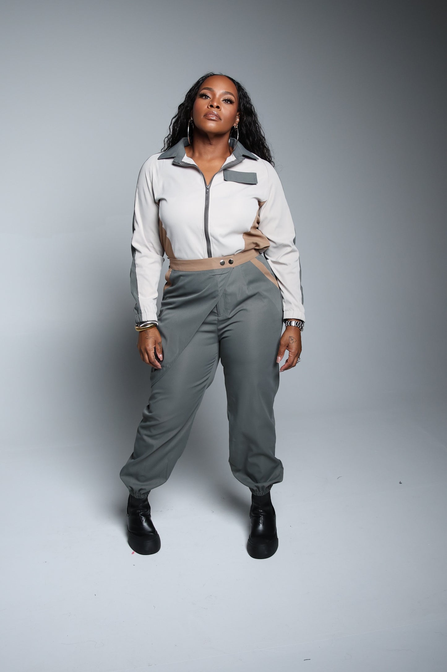 Colorblock two piece jogger set