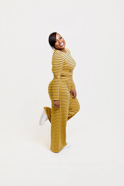 Cropped Stripe Knit Set