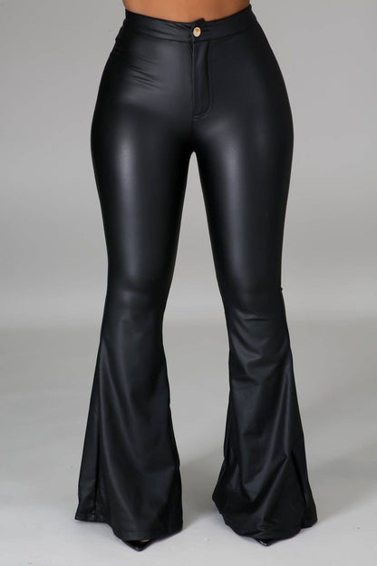 Faux Leather Bell Bottoms