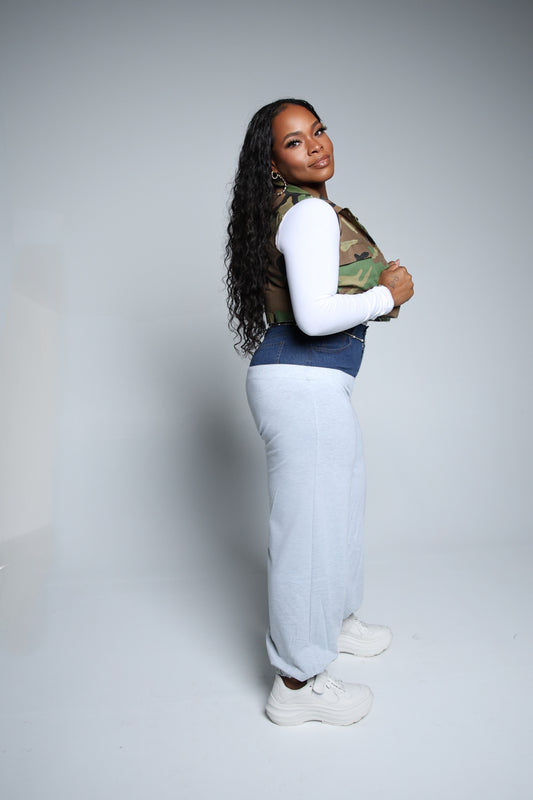 Denim High Waist Grey Sweats