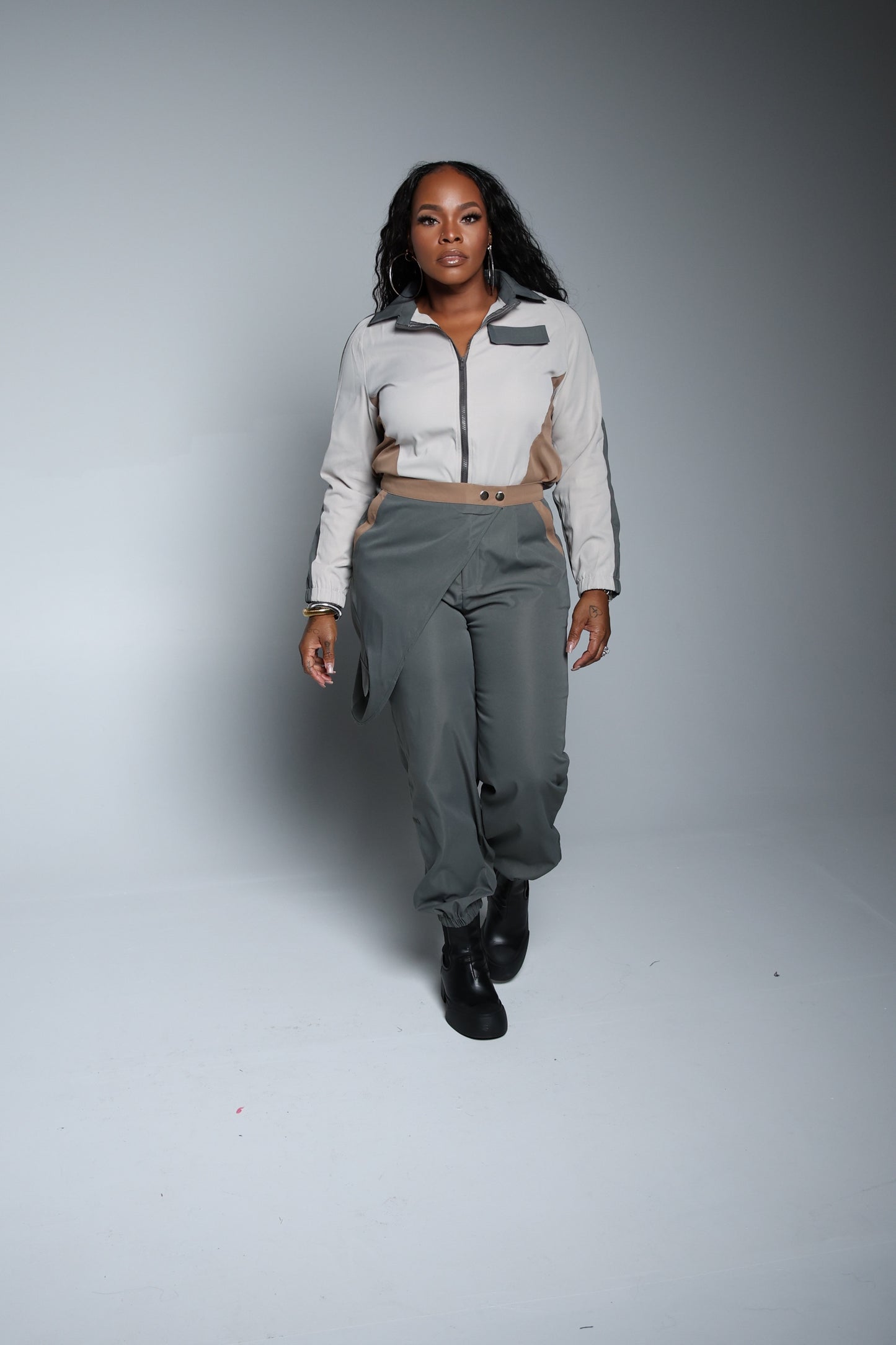 Colorblock two piece jogger set