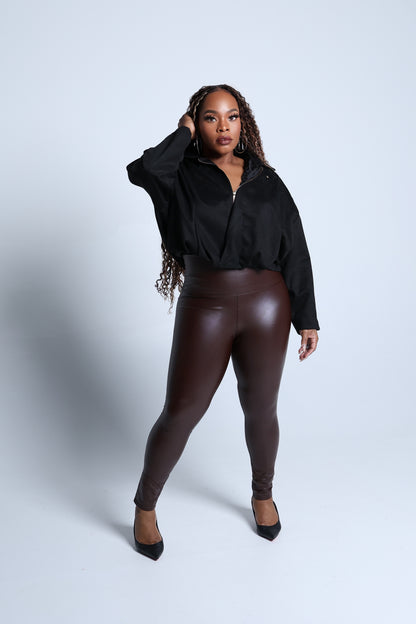 Vintage Style Faux Suede Bomber Jackets w/ Zip Detail