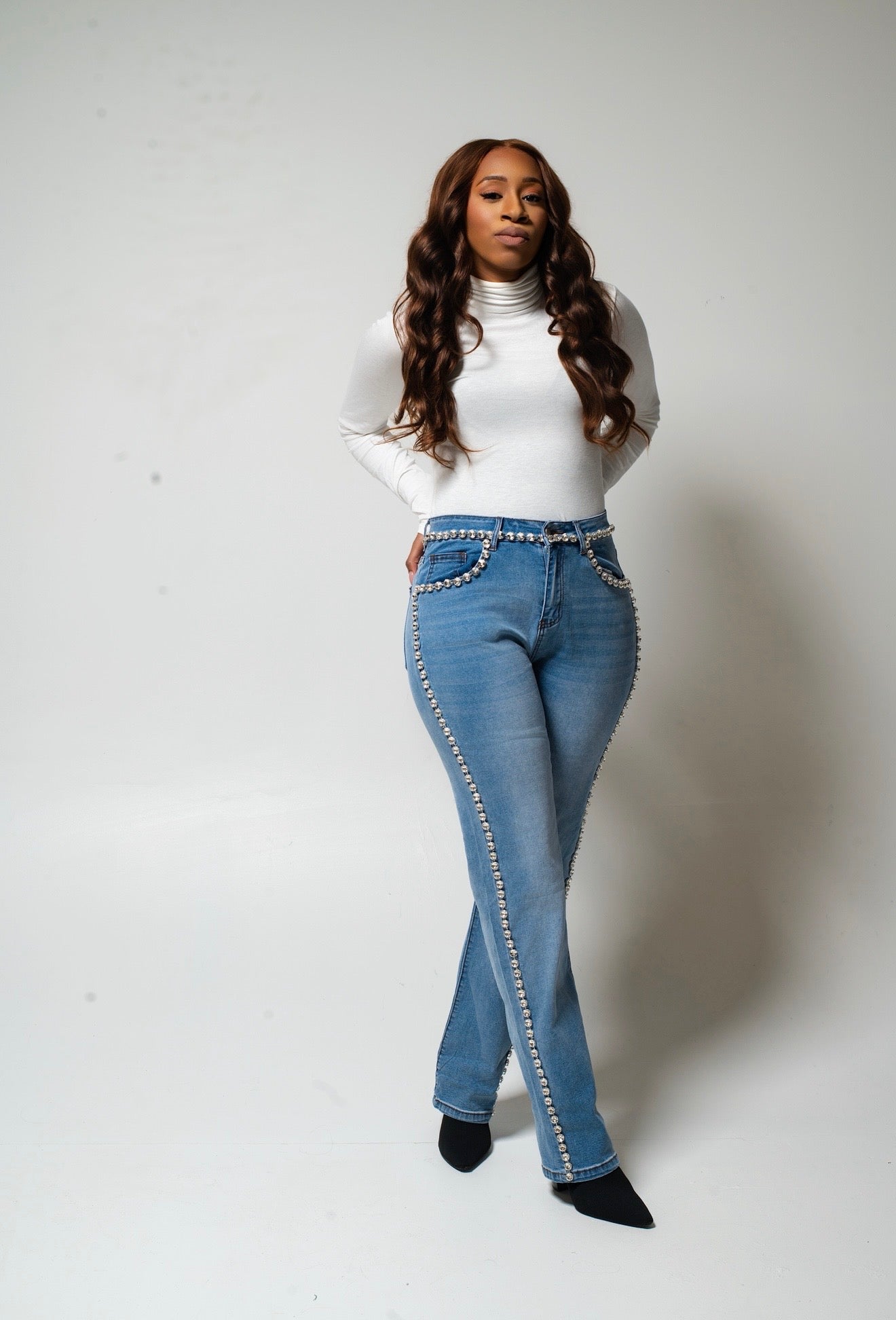 Rhinestone Straight Leg Jeans