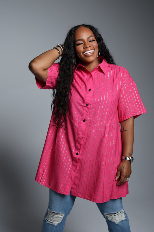 Sparkle Stripe Shirt/Dress (Plus Size)