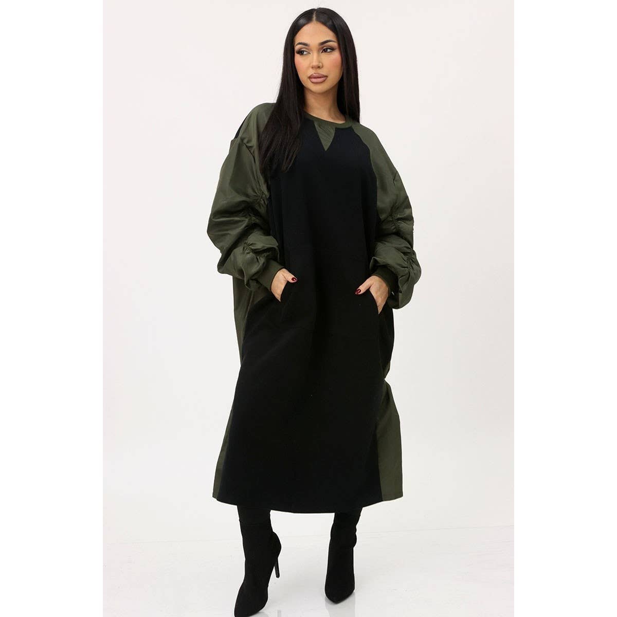 CASUAL OLIVE OVERSIZED DRESS