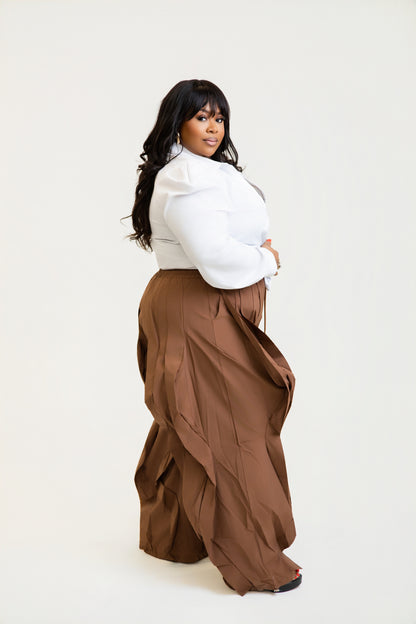 Ruffle Drawstring Jogger  (1XL- 3XL)