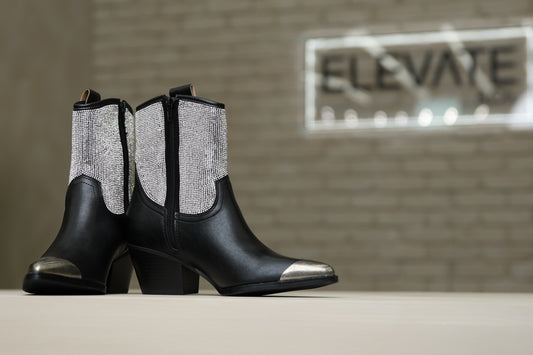 Black Rhinestone Cowboy Boot