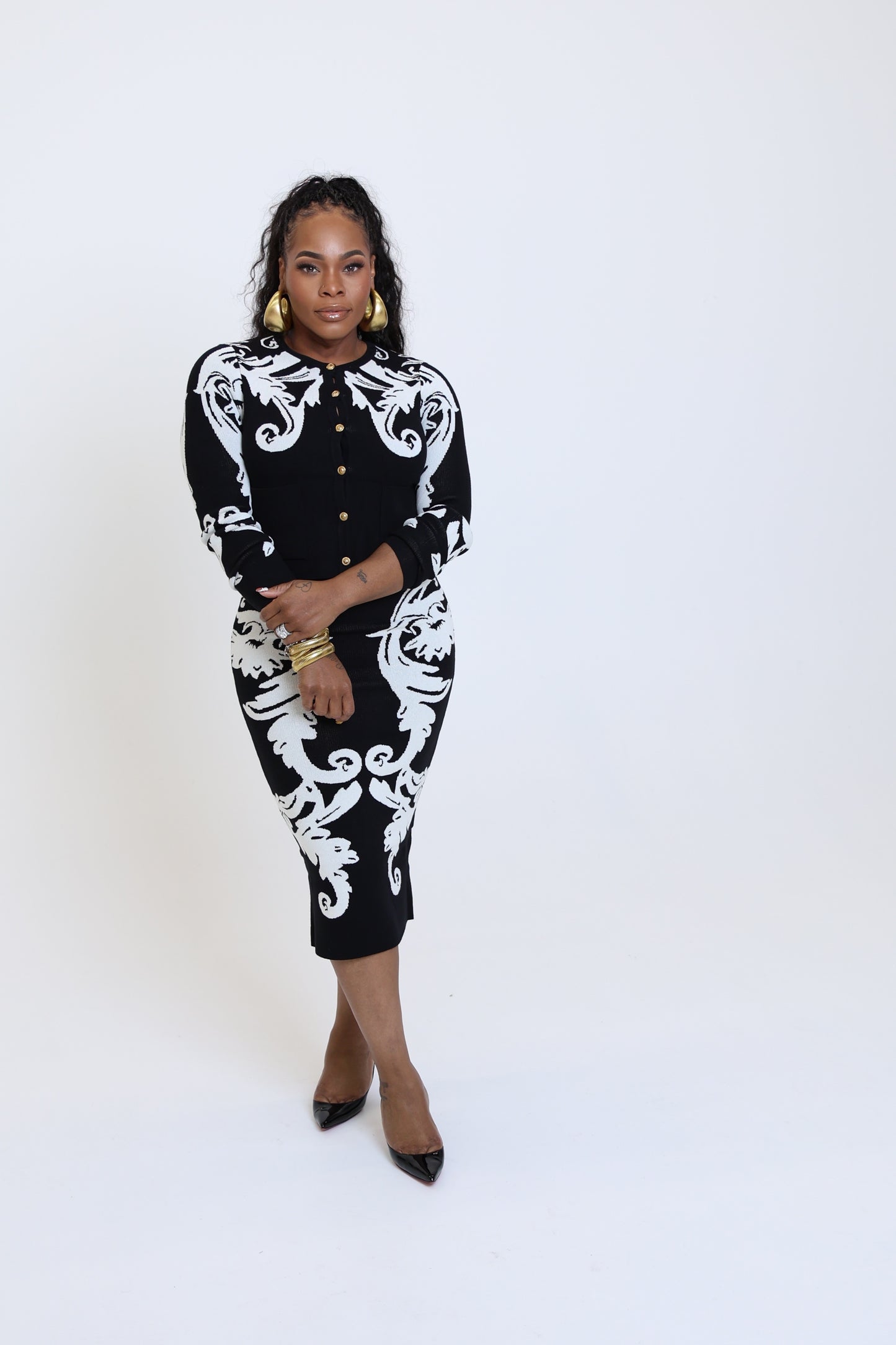 Dainty Knitted Cardigan and Skirt Set