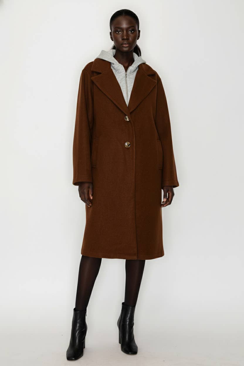 CONTRASTING HOODIE COAT