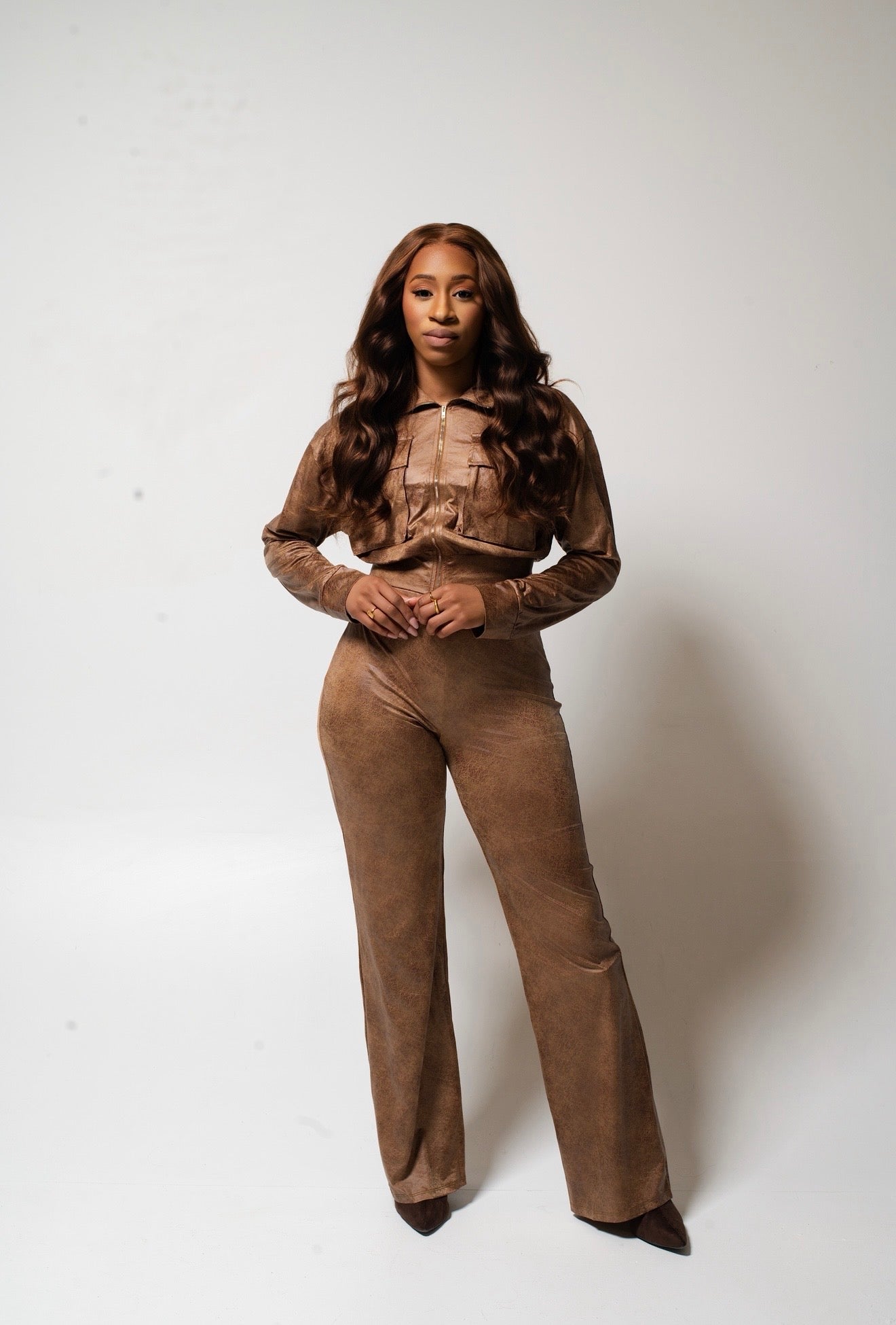 Distressed Leather Look Set (Brown)
