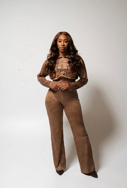 Distressed Leather Look Set (Brown)