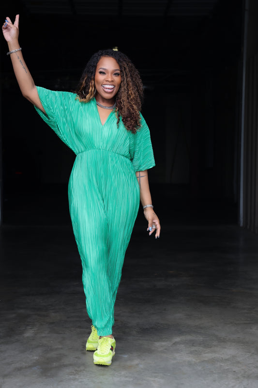 Vibrant Plisse Jumpsuit