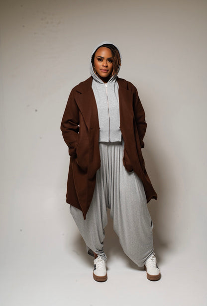 CONTRASTING HOODIE COAT