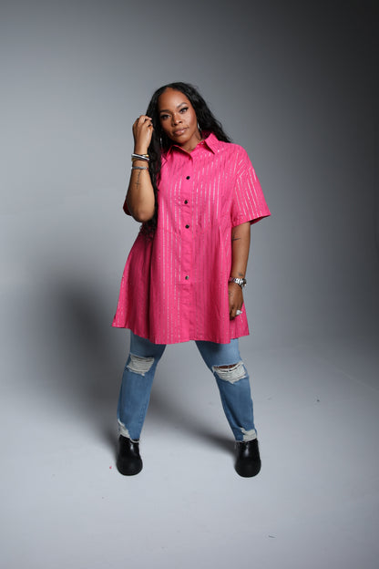 Sparkle Stripe Shirt/Dress (Plus Size)