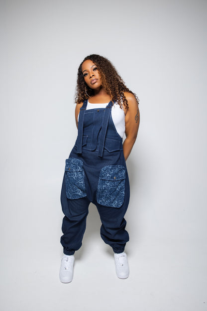 Denim Utility Overalls Jumpsuit