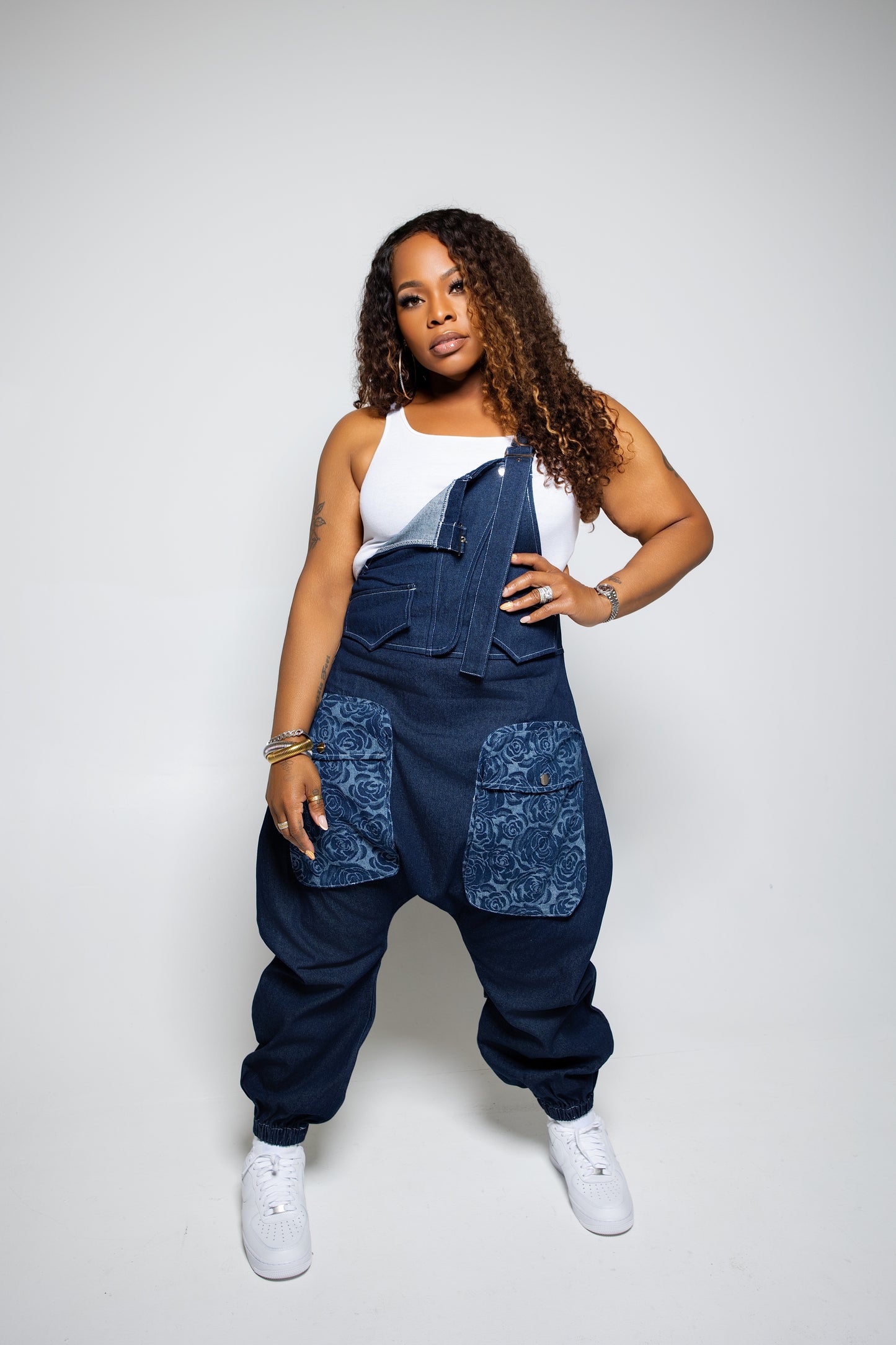 Denim Utility Overalls Jumpsuit