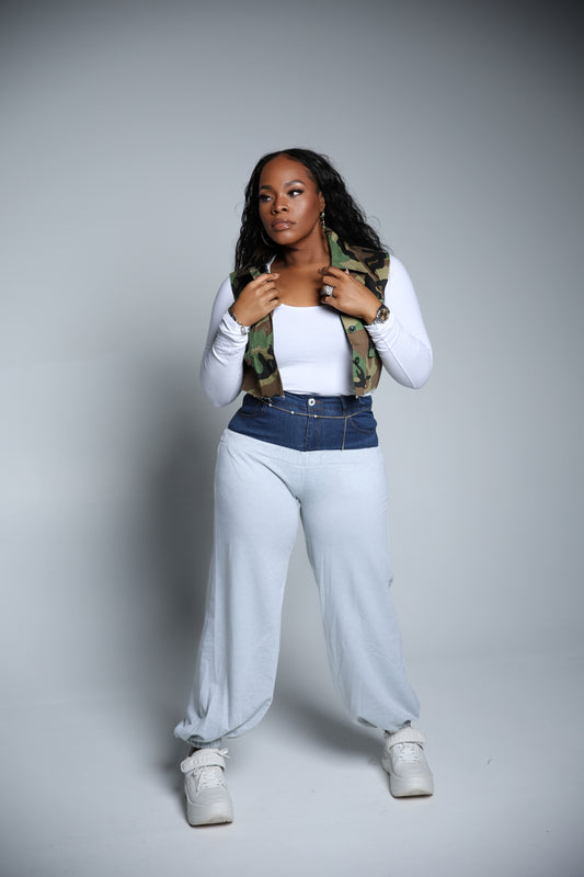 Denim High Waist Grey Sweats