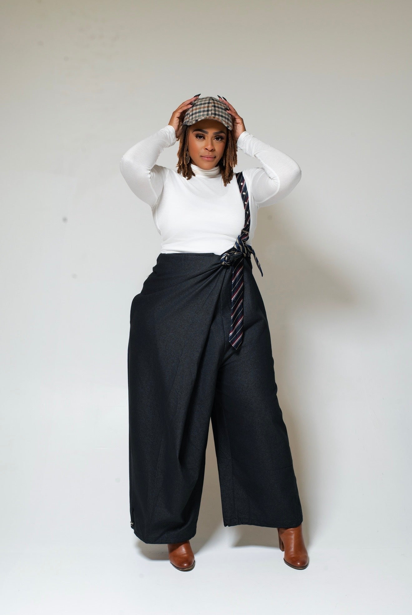 One Shoulder Tie Effect Drape Overalls