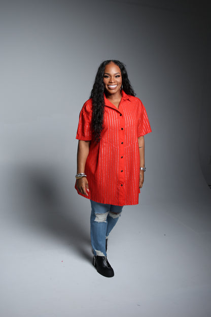 Sparkle Stripe Shirt/Dress (Plus Size)