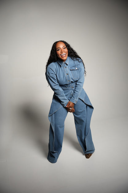 Wide Leg Denim Jumpsuit