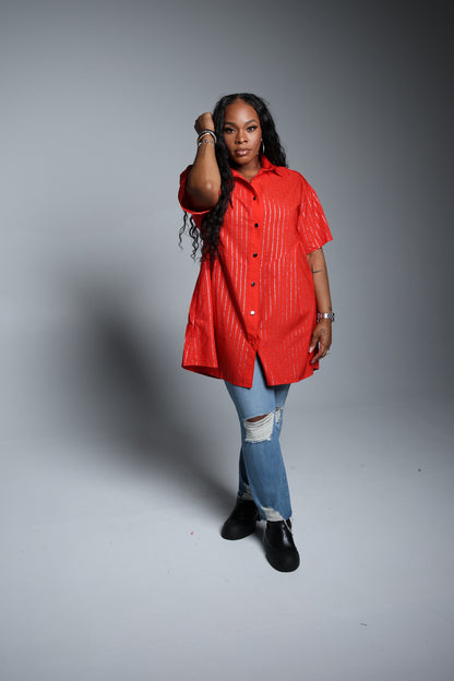 Sparkle Stripe Shirt/Dress (Plus Size)