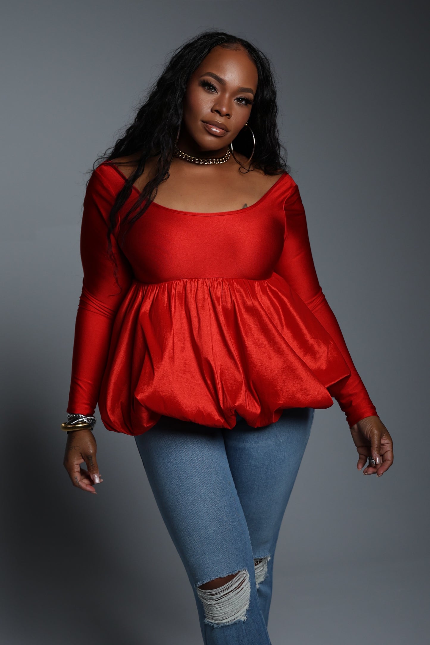 Festive Peplum Babydoll Top