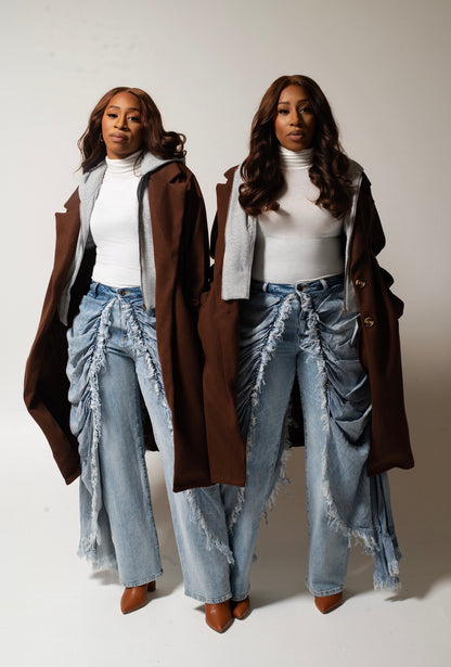 Distressed Ruffle Denim Pant