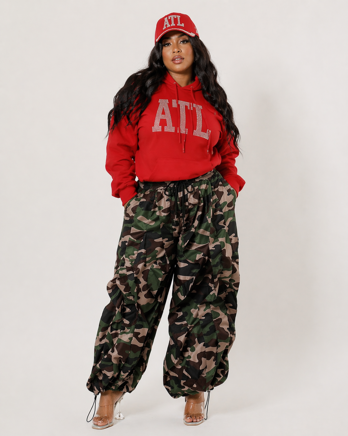 CAMOUFLAGE RUFFLE JOGGERS (Plus Size S- 3X)